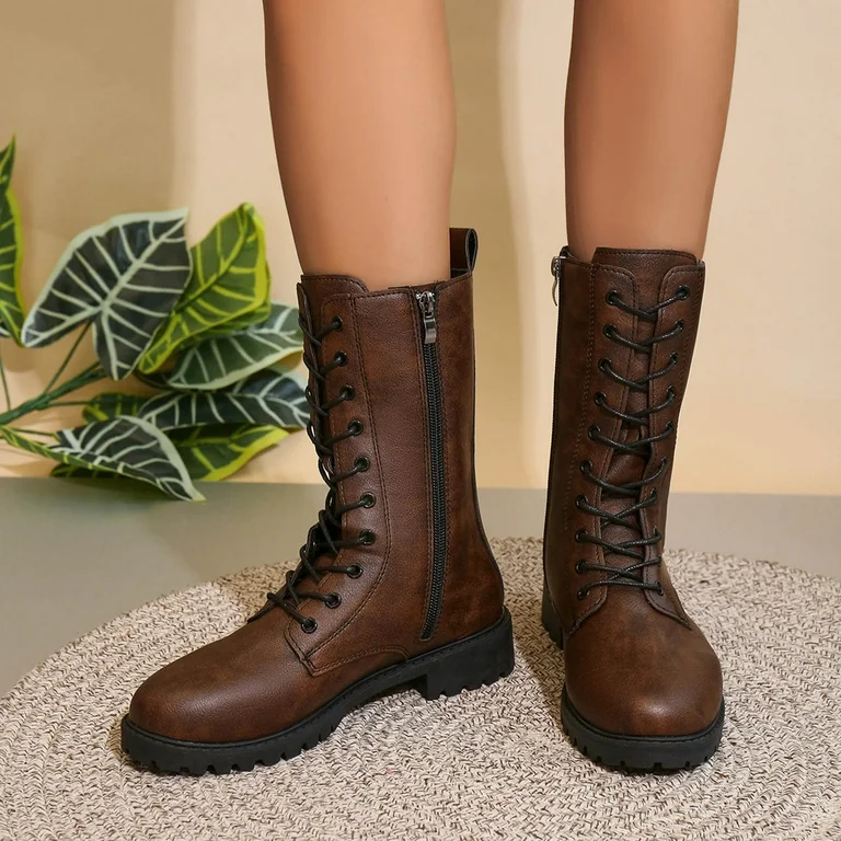 Women's Lacer Short Boots Round Toe - Western Style & Comfort Combined